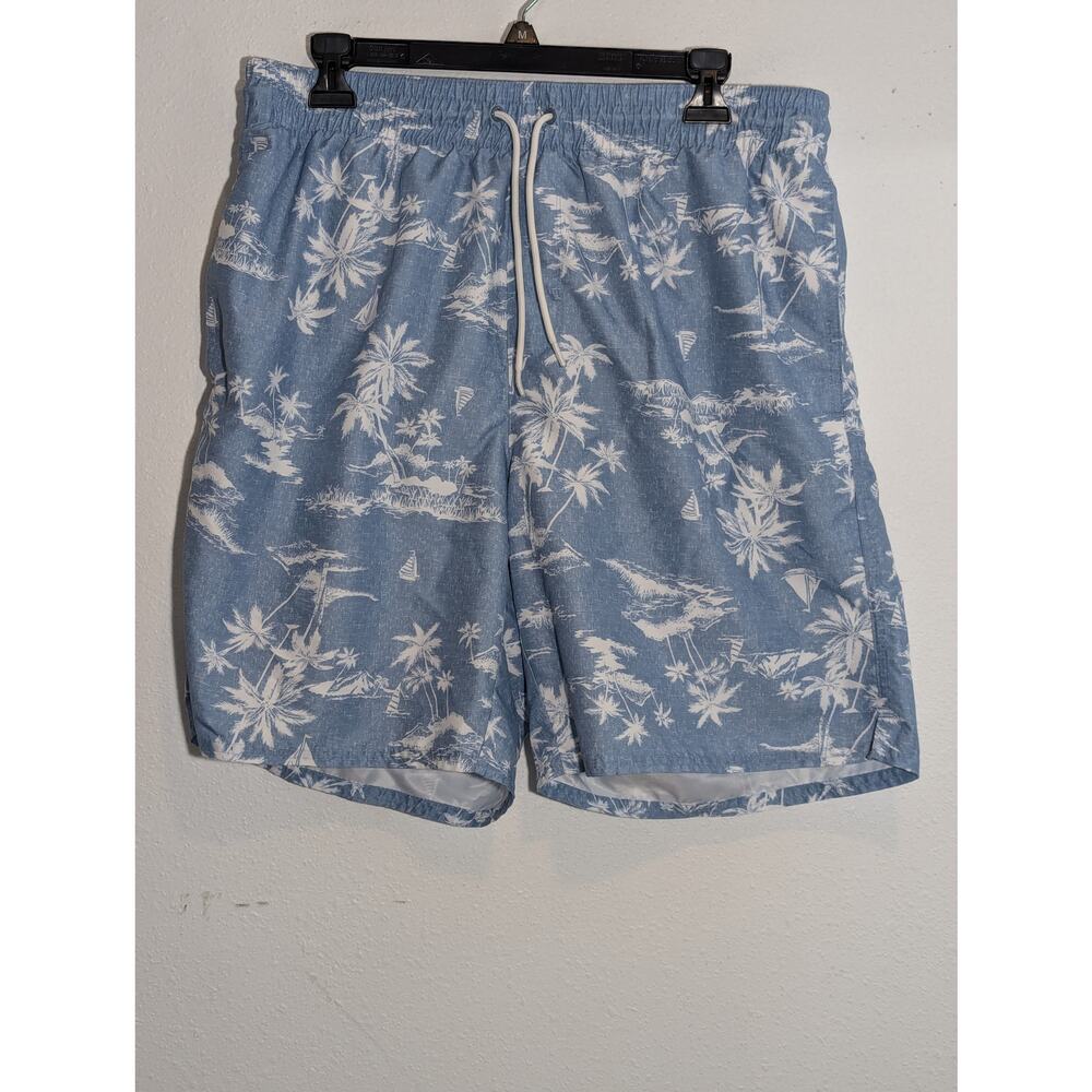 Old Navy Light Blue Palm Swim Trunks Size Large